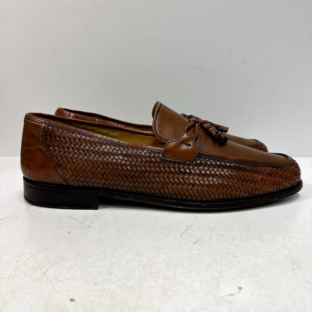 VERY GOOD Magnanni Braided Tassel Loafer Brown Leather Made in Morocco 11808 15 - Picture 3 of 14